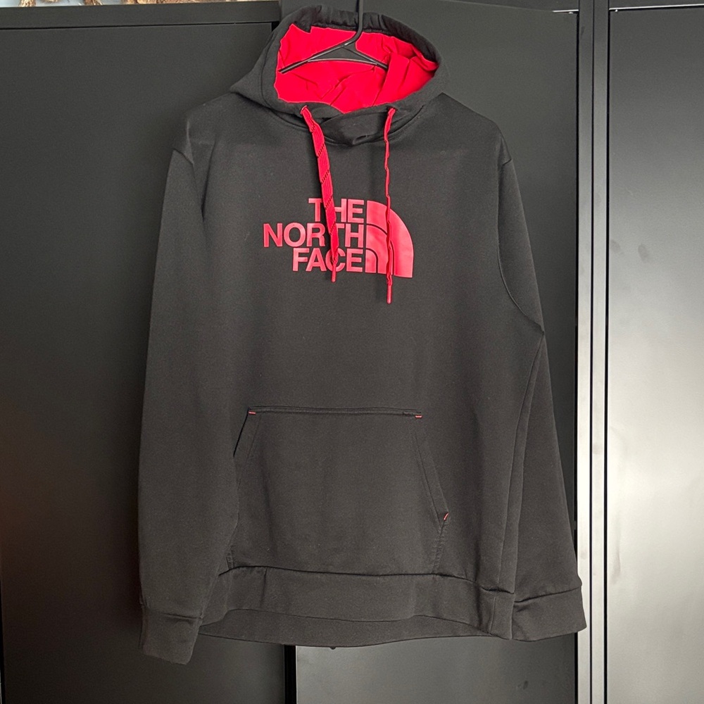 The North Face Men's Black Hoodie with Red Logo